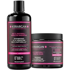 Kerargan - Duo Ultra Herstellende Shampoo & Masker met Keratine voor Beschadigd en Gestrest Haar - Voedt, Maakt Glad & Beschermt - Zonder Sulfaat, GMO, Siliconen - 2x500 ml