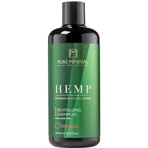 Pure Mineral - Hennep Shampoo voor Sterk en Vitaal Haar - Hydraterend, Versterkend, Dode Zee Mineralen - Zonder sulfaten, parabenen, petrolaten - 500ml