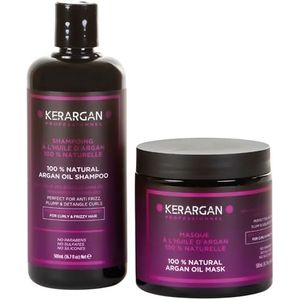 Kerargan - Discipline Duo Shampoo & Masker met Arganolie voor Ondisciplineerd, Droog & Krullend Haar - Bestrijdt Kroezen & Ontwart - Zonder Sulfaat, GMO, Siliconen, Minerale olie - 2x500ml