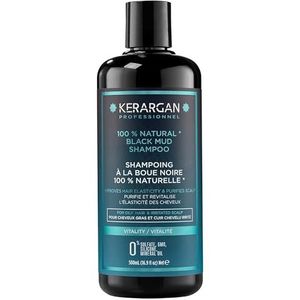Kerargan - Revitaliserende shampoo met zwarte modder van de Dode Zee voor vettig haar en geïrriteerd hoofdleer - Zuivert en revitaliseert - Sulfaatvrij, GMO, Silicone, Minerale Olie - 500ml