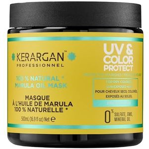Kerargan - UV & Kleur Beschermend Masker met Marula Olie voor Droog en Gekleurd Haar - Hydrateert, Revitaliseert, Beschermt - Zonder Sulfaat, GMO, Minerale Olie - 500ml