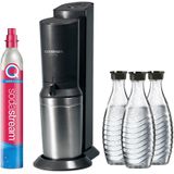 SodaStream Crystal 3.0 Titan Wassersprudler mit CQC CO2-Zylinder und 3x Glaskaraffe