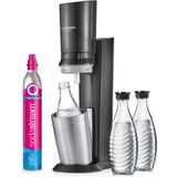 SodaStream Crystal 3.0 Titan Wassersprudler mit CQC CO2-Zylinder und 3x Glaskaraffe