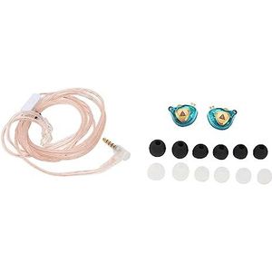 Dynamische Hoofdtelefoon Ademende Bedrade Oordopjes Afneembare 3,9ft Kabel Vlamvertragend met Microfoon voor Live Streaming (Cyaan)