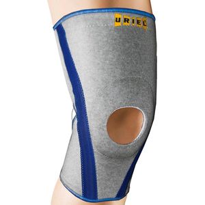 Uriel – Kniebrace Grijs – Stabiele Ondersteuning & Compressie – Verlicht Kniepijn bij Sport & Blessures – Unisex – Maat S - Past Links & Rechts