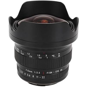 DSLR-cameralens, geïntegreerde lenskap van optisch glas, 7,5 mm F3,5, reserve cameralens met lensdop voor fotografie