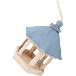 Hangende Vogelvoeders, Mooie Houten Vogelvoeder met Hangend Touwdak voor Buiten voor Parkbalkon voor Tuin voor Binnen (BLUE)