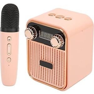 Mini -luidspreker, Professionele Mini-karaokemachine Ingebouwde Microfoon HiFi-stereogeluid Stijlvolle 3 Modi met Microfoon voor Kindercadeaus (Roze)
