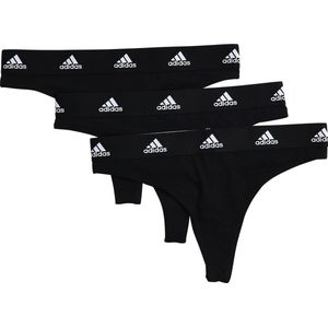 Adidas - Thong - Ondergoed - Zwart - Katoen/Elastaan - Set van Drie Stuks