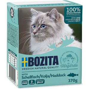 Bozita met schelvis stukjes in gelei natvoer kat