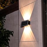 6LED Solar Wandlamp Outdoor Waterdicht Op en neer Tweekoppige Spotlights (Warm Licht)