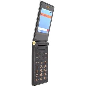 Senior Flip 2G Mobiele Telefoon 2,4 Inch Binnenscherm 1,77 Inch Buitenscherm Zinklegering Plastic Dubbele Kaart Flip-telefoon 100-240V 300000 Pixels voor Gebruik Binnenshuis