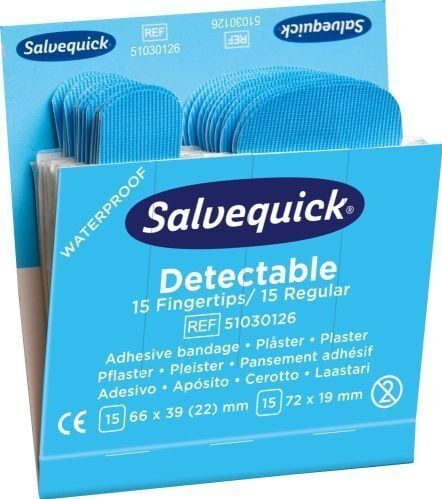 Salvequick detectable vingertop pleister assorti 6754 - 51030126 - 6 pack - 6 navullingen