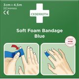 Cederroth (Snogg) Soft Foam verband - blauw - 4,5 m x 3 cm - EHBO pleister