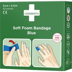 Cederroth (Snogg) Soft Foam verband - blauw - 4,5 m x 3 cm - EHBO pleister