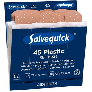 Salvequick Navulling plastic pleisters Kunststof 1,9 x 7,2 cm 6036 6 Pakken à 45 Strips