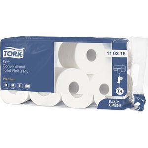 Toiletpapier traditioneel Tork 110316 3-laags | 72 rollen | Geschikt voor Tork T4 dispenser