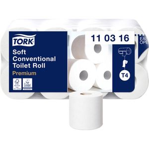 Tork Premium toiletpapier extra soft, 3-laags, 250 vellen, systeem T4, wit, pak van 8 rollen - 110316