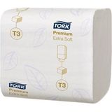 Tork 114276 extra zachte afzonderlijke vellen toiletpapier van topkwaliteit voor het T3-systeem met enkele vel/toiletpapier 2-laags in wit, 30 bundels van 252 doekjes (7.560 stuks)
