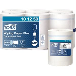 Tork Poetsrol Wiping Paper Plus Centerfeed 2 Laags 160mx24,5cm M2 Wit 6 Stuks