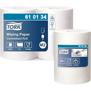 Tork Wiping Paper Centerfeed Poetsrol Wit M2, voor handen en oppervlakken, 2 x 275 m, 610134