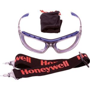 Honeywell 1028640 SP1000 2G, transparant frame, zwart frame, bescherming tegen schokken en stof, inclusief brede hoofdband, flexibel neusstuk, anticondens- en krasbestendig (1 stuk)