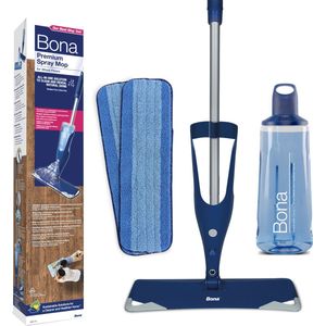 Bona Premium Spray Mop - Alles-in-1 Dweilsysteem - Vloerwisser met Spray - Inclusief Houten Vloer Reiniger & 2 Microvezel Reinigingspads - Dweil - Streeploos - Sneldrogend