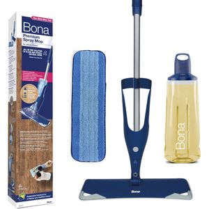 Bona Premium Spray Mop - Alles-in-1 Dweilsysteem - Vloerwisser met Spray - Inclusief Geoliede Houten Vloer Reiniger & Microvezel Reinigingspad Dweil - Streeploos - Sneldrogend