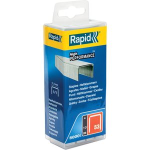 RAPID 40303085 Nieten voor Tacker Type 53, 10mm Nietjes, 5.000 St. Kunststofbox, Dundraadnieten voor Hout en Stof,Metaal