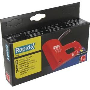 Rapid 20443802 Handtacker R53, Nietpistool voor Hout en Stof, Licht, Klein en Handig, voor Nieten Type 53, 4-10mm,Rood