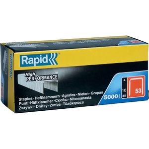 RAPID 11858810 Nieten voor Tacker Type 53, 10mm Nietjes, 5.000 St. Grootverpakking, Dundraadnieten voor Hout en Stof,Metaal