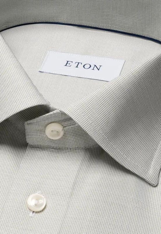 Eton - Lange Mouwen Overhemd - Beige - Twill - Knoopsluiting - Verstelbare Manchetten
