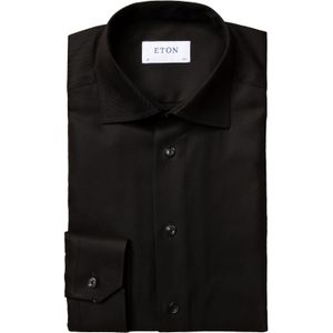 Eton - Textured Twill - Overhemd - Zwart - 100% Katoen