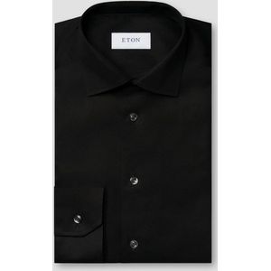 Eton - Overhemd - Zwart - 100% Katoen - Lange Mouw