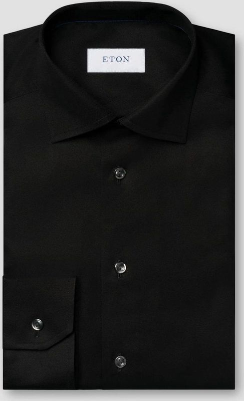 Eton - Overhemd - Zwart - 100% Katoen - Lange Mouw
