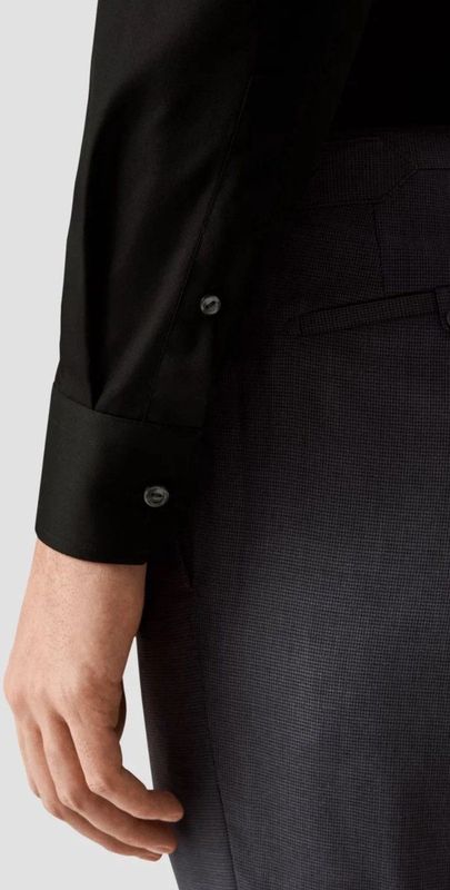 Eton - Overhemd - Zwart - Katoen - Lange Mouwen