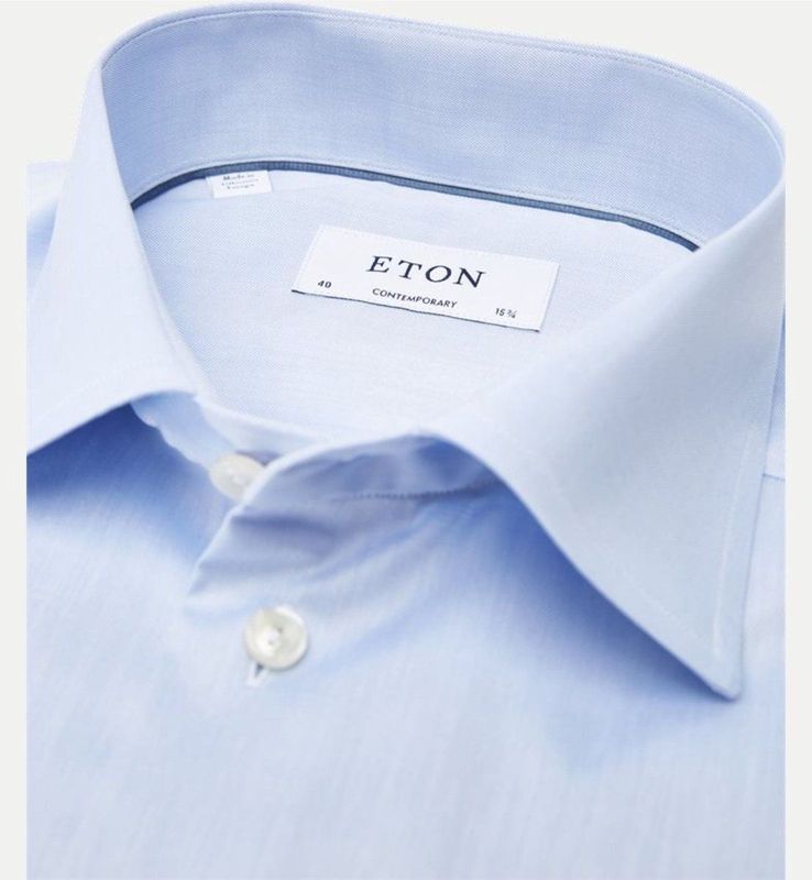 Eton - Overhemdjurk - Lichtblauw - Katoen - Wide Fit