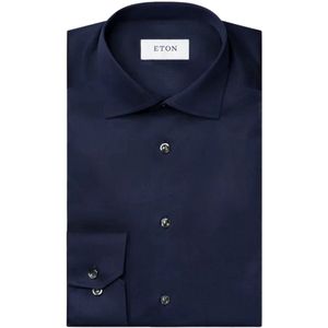 Eton - Overhemd - Blauw - Lange Mouwen - Polyamide/Nylon