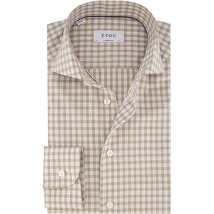 Eton - Overhemd - Beige - Geruit - Katoen