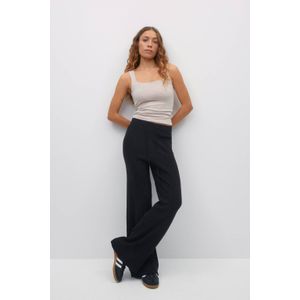 Gina Tricot - Wide Leg - Broek - Zwart - Rib Gebreid