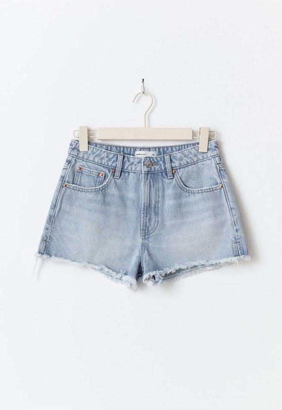Gina Tricot - Denim Straight Regular Waist Short - Lichtblauw - Jeans