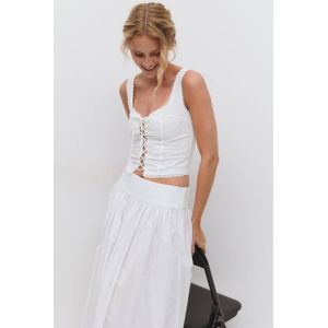 Gina Tricot - Top - Wit - Mouwloos - Vierkante Hals