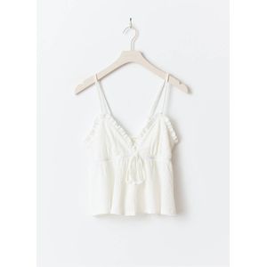 Gina Tricot - Top - Wit - Mouwloos - V-hals