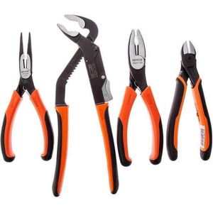Bahco Tangenset - 4-delig - Chrome vanadium staal - anti-slip handvaten - Zwart, Oranje