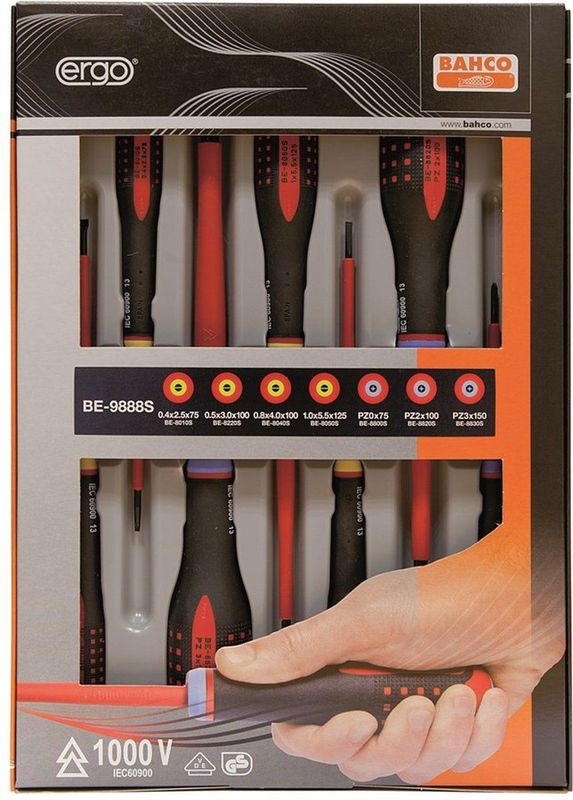 Bahco - ERGO™ VDE Geïsoleerde Schroevendraaierset - 7 Stuks - Zwarte Oxide Punt
