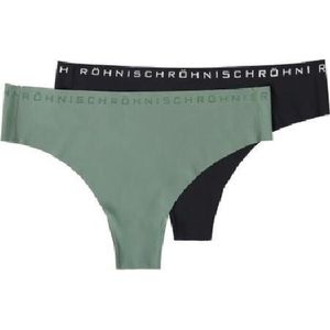 Röhnisch Slipjes Siena Nylon Dames Zwart/groen 2-pack Maat Xs