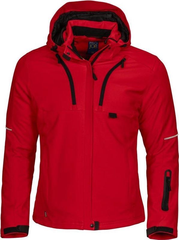 Projob - 3413 - Gevoerde Softshell Damesjas - Rood - 100% Polyester