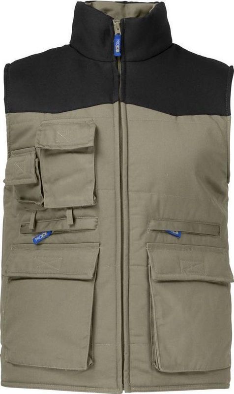 Projob - 2806 - Gevoerde Vest - Khaki - Gewatteerde Voering - Zes Zakken