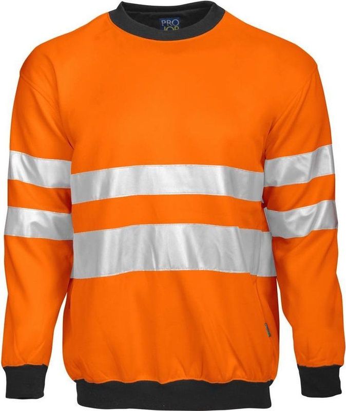 ProJob 6101 SIGNALISATIESWEATER RONDE HALS EN ISO20471 KLASSE 3 646101 - Oranje/Zwart