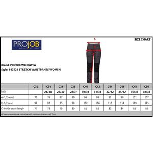 Projob 2521 Dames Stretchbroek Zonder Kniezakken 642521 - Rood